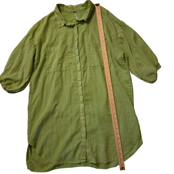 Young Fabulous & Broke Linen Blend L Green Shirt Dress M Coastal Beachy Vacation - Picture 10 of 10